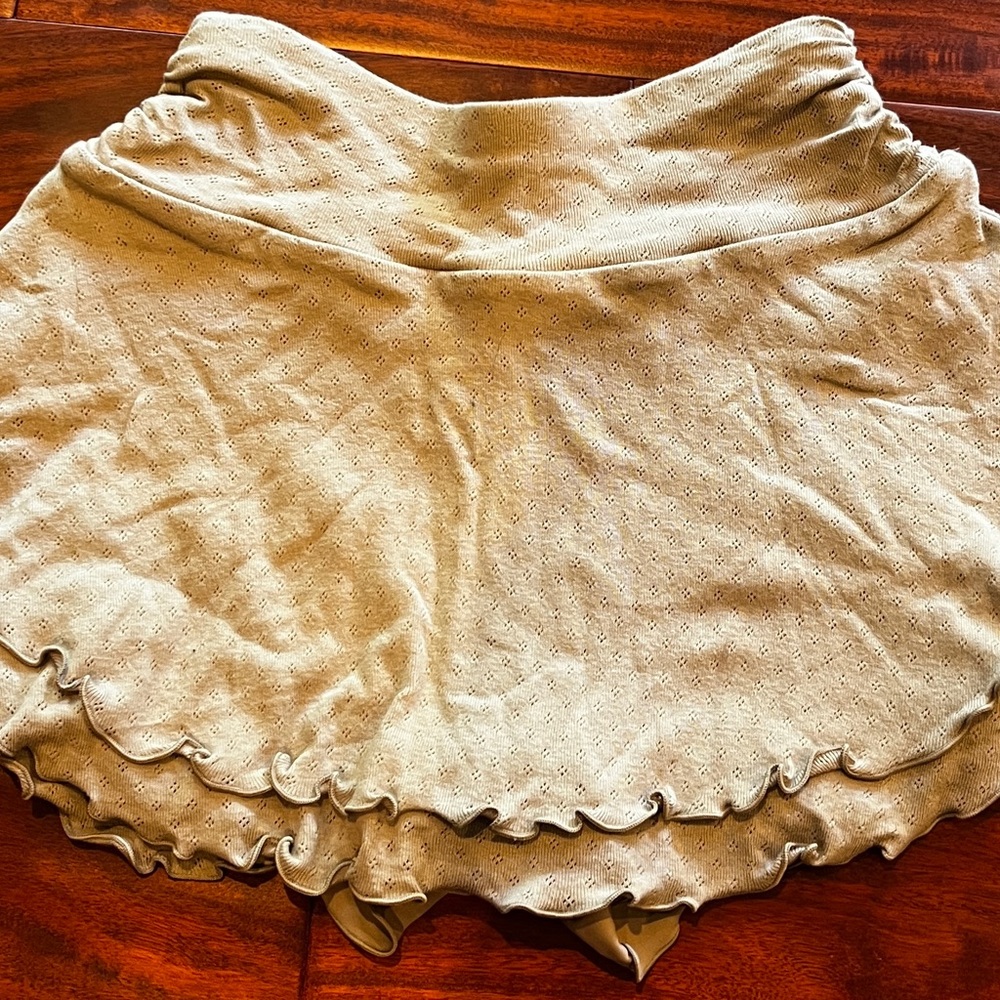 Cream Bubble Mini Skirt with Ruffled Tiers